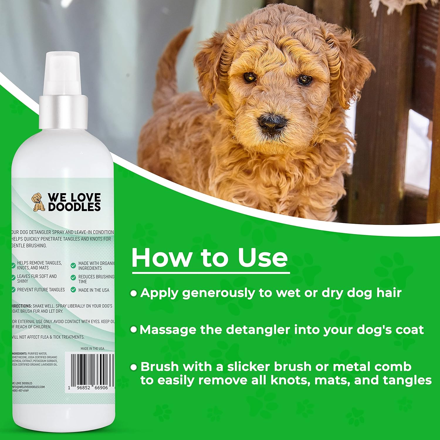 We Love Doodles Dog Detangler Spray - Leave-in Conditioner for Dogs - Dog Detangling Spray - Dematting Spray for Dogs - Tangle Remover - Made in The USA (Lavender) - Image 3