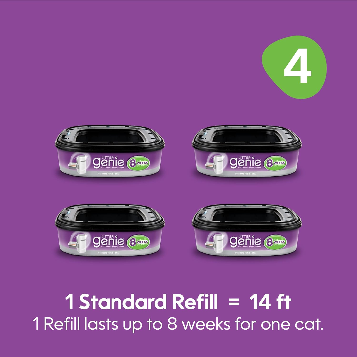 Litter Genie Refill Bags (4-Pack) | Multi-Layers of Odor-Barrier Technology | 1 Square Refill Cartridge Lasts Up to 2 Months Per Cat - Image 4