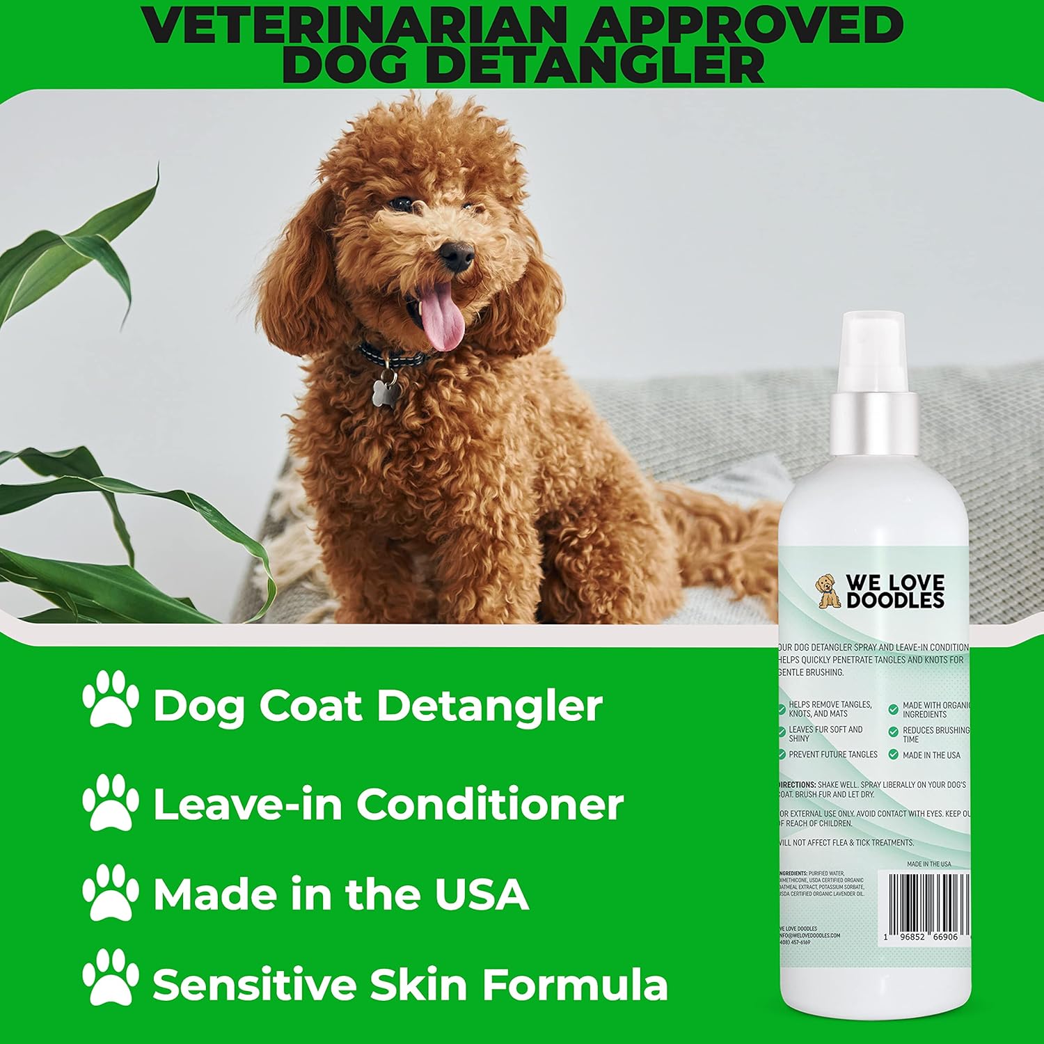 We Love Doodles Dog Detangler Spray - Leave-in Conditioner for Dogs - Dog Detangling Spray - Dematting Spray for Dogs - Tangle Remover - Made in The USA (Lavender) - Image 4