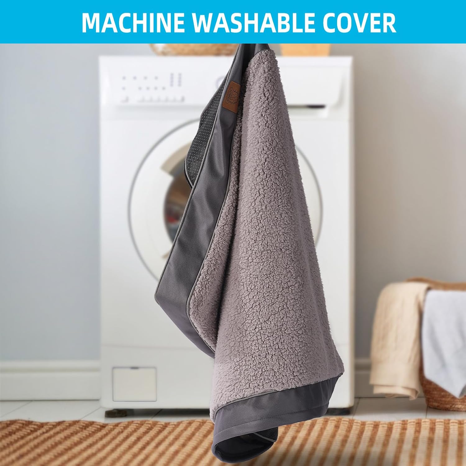 Orthopedic Dog Bed for Large Dogs - Big Waterproof Dog Crate Bed with Removable Washable Cover, Egg Crate Foam Support, Anti-Slip Bottom, Deluxe Plush Pet Bed Mat (Grey) - Image 5